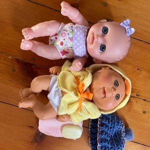 Two dolls (cabbage patch doll) & girl doll